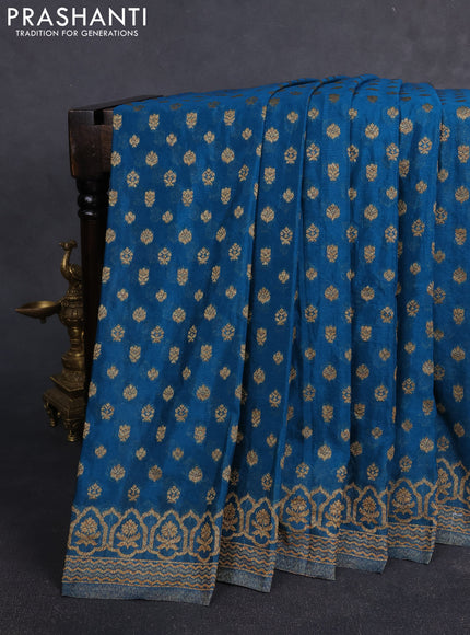 Banarasi Art Georgette Saree cs blue with woven buttas and woven border