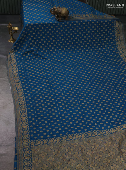 Banarasi Art Georgette Saree cs blue with woven buttas and woven border