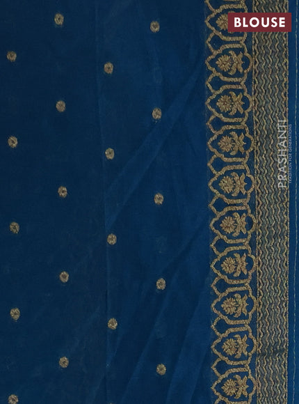Banarasi Art Georgette Saree cs blue with woven buttas and woven border