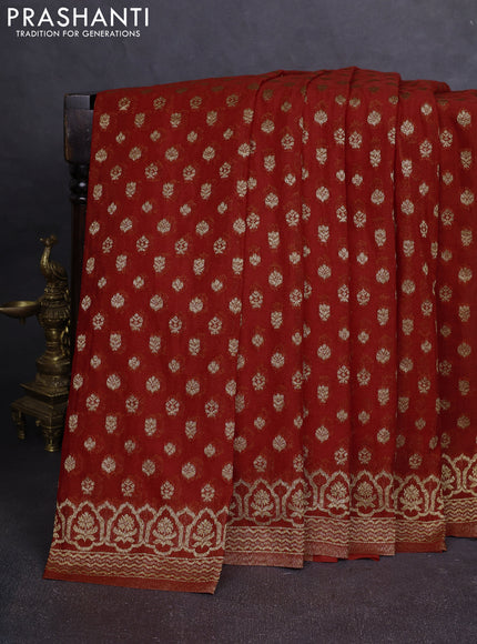 Banarasi Art Georgette Saree red with woven buttas and woven border