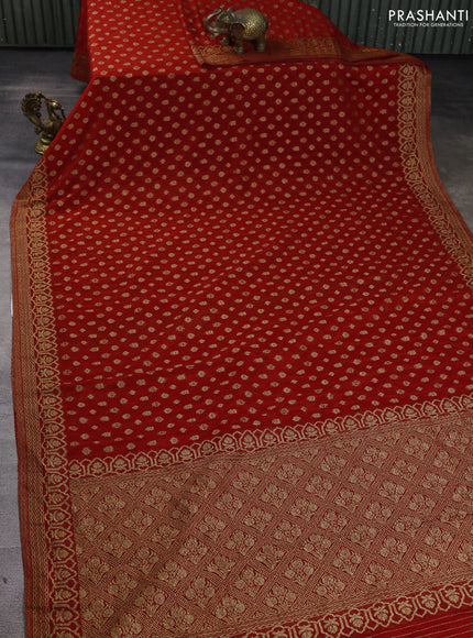 Banarasi Art Georgette Saree red with woven buttas and woven border