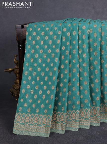 Banarasi Art Georgette Saree Teal green with woven buttas and woven border