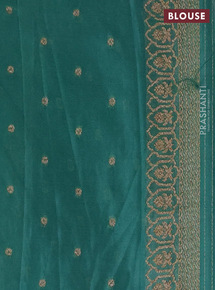 Banarasi Art Georgette Saree Teal green with woven buttas and woven border