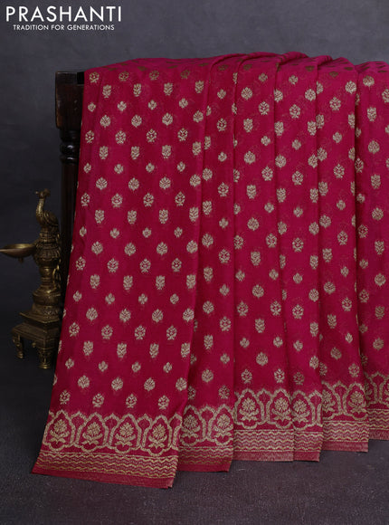 Banarasi Art Georgette Saree pink with woven buttas and woven border