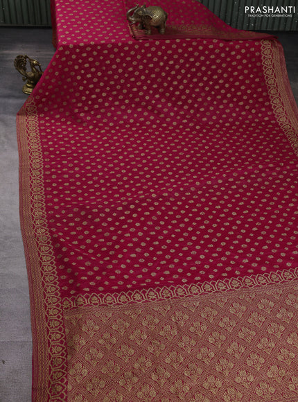 Banarasi Art Georgette Saree pink with woven buttas and woven border