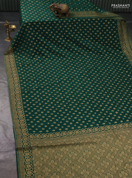 Banarasi Art Georgette Saree Bottle green with woven buttas and woven border