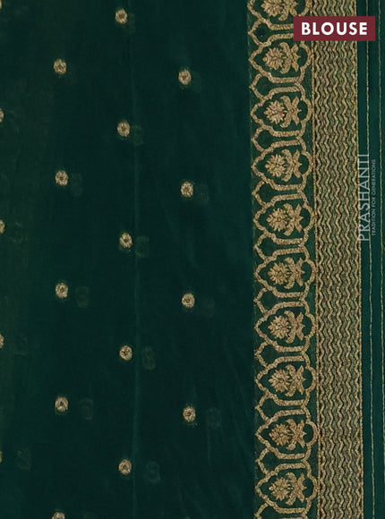 Banarasi Art Georgette Saree Bottle green with woven buttas and woven border