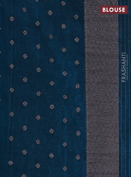 Banarasi Art Georgette Saree peacock green with woven buttas and woven border