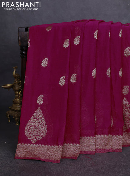 Banarasi Art Georgette Saree pink with woven buttas and woven border