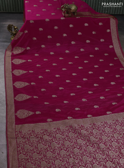 Banarasi Art Georgette Saree pink with woven buttas and woven border