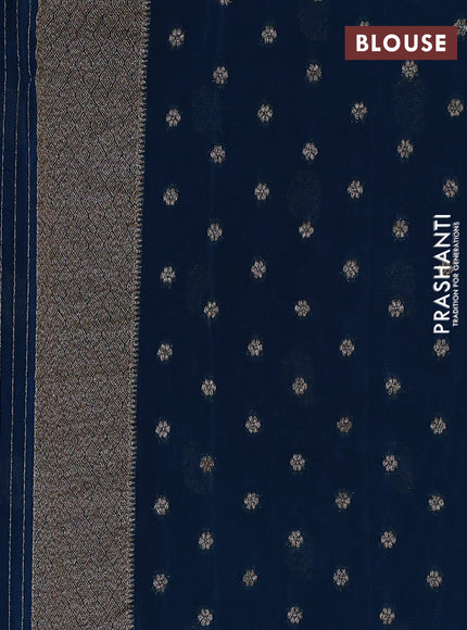 Banarasi Art Georgette Saree peacock blue with woven buttas and woven border