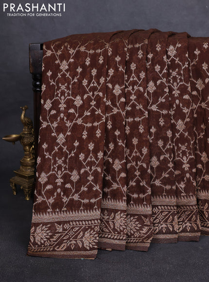 Banarasi Art Georgette Saree brown with allover thread & zari weaves and woven border
