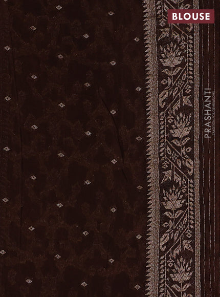 Banarasi Art Georgette Saree brown with allover thread & zari weaves and woven border