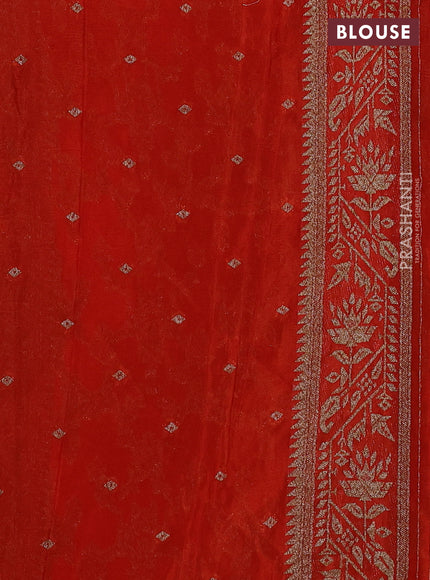 Banarasi Art Georgette Saree orange with allover thread & zari weaves and woven border
