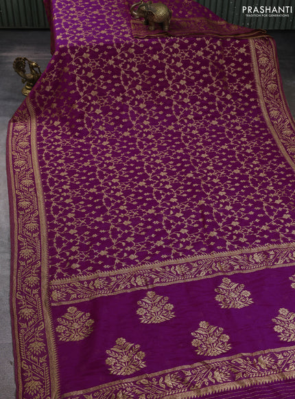 Banarasi Art Georgette Saree purple with allover thread & zari weaves and woven border