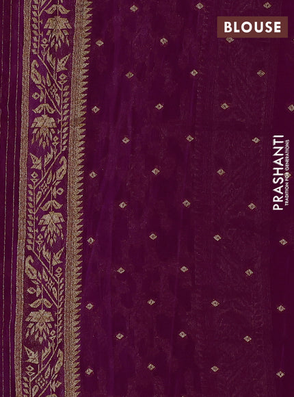Banarasi Art Georgette Saree purple with allover thread & zari weaves and woven border