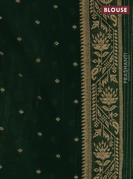 Banarasi Art Georgette Saree bottle green with allover thread & zari weaves and woven border