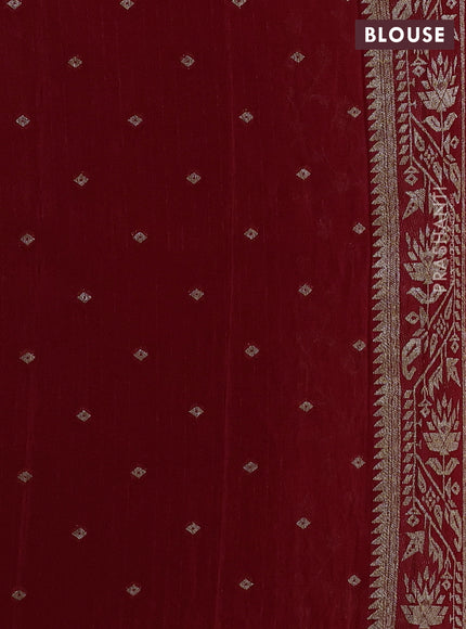 Banarasi Art Georgette Saree red with allover thread & zari weaves and woven border