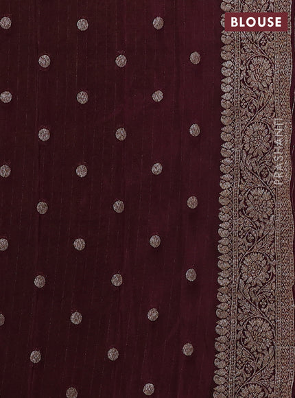 Banarasi Art Georgette Saree light green and wine shade with allover thread & zari weaves and woven border