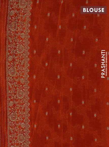 Banarasi Art Georgette Saree wine shade and orange with allover thread & zari weaves and woven border