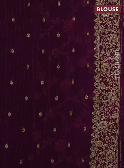 Banarasi Art Georgette Saree peacock blue and wine shade with allover thread & zari weaves and woven border