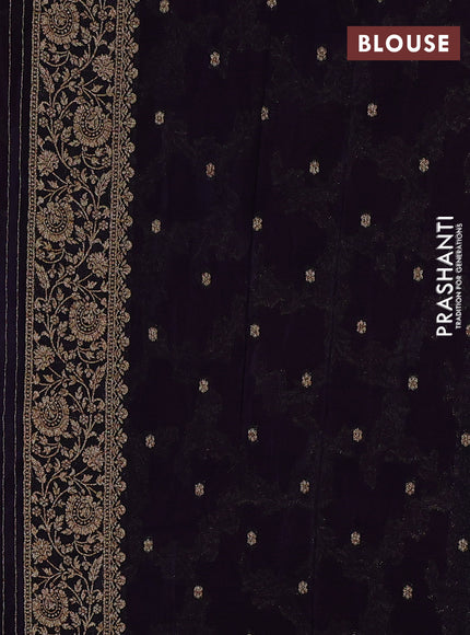 Banarasi Art Georgette Saree pink and navy blue with allover thread & zari weaves and woven border