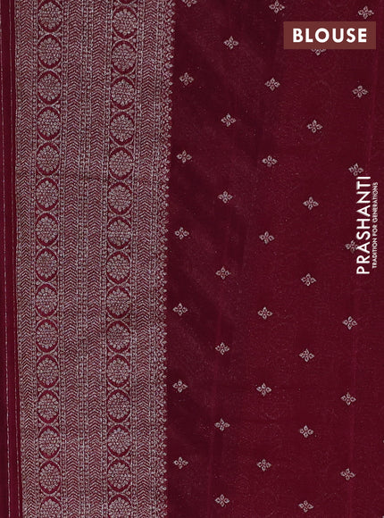 Banarasi Art Georgette Saree peacock blue and wine shade with allover thread & zari weaves and woven border