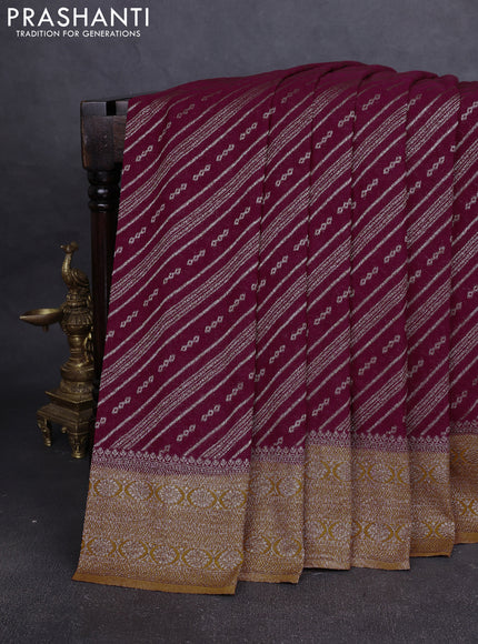 Banarasi Art Georgette Saree maroon and dark mustard with allover thread & zari weaves and woven border