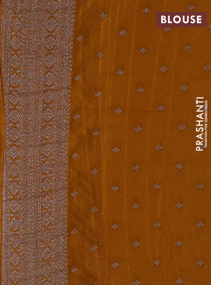 Banarasi Art Georgette Saree maroon and dark mustard with allover thread & zari weaves and woven border