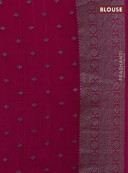 Banarasi Art Georgette Saree orange and dark magenta pink with allover thread & zari weaves and woven border
