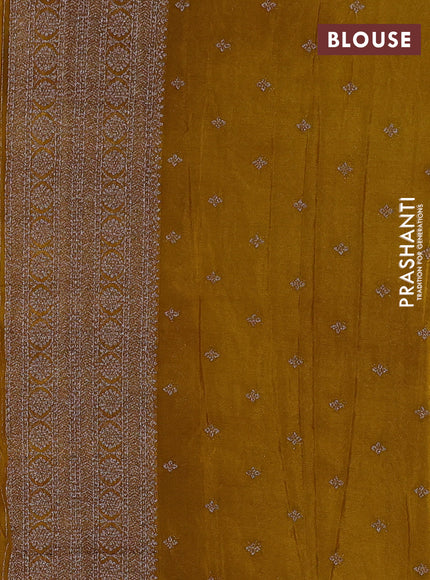 Banarasi Art Georgette Saree deep purple and dark mustard with allover thread & zari weaves and woven border