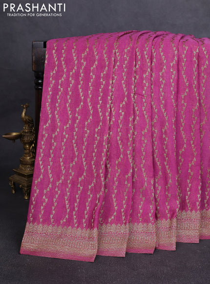 Banarasi Art Georgette Saree mauve pink with allover thread & zari weaves and woven border