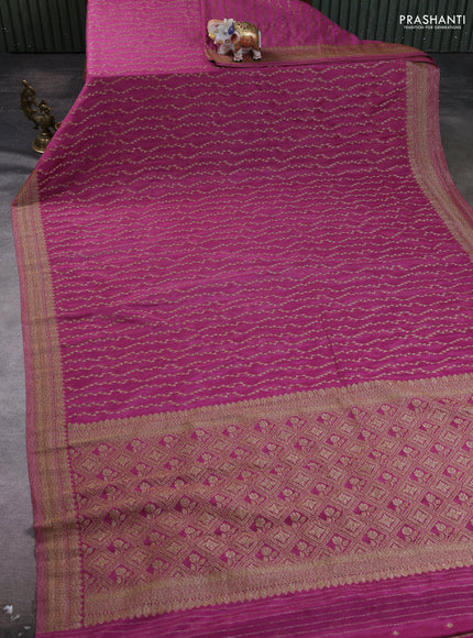 Banarasi Art Georgette Saree mauve pink with allover thread & zari weaves and woven border