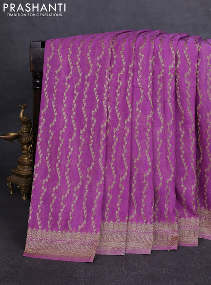 Banarasi Art Georgette Saree mild lavender with allover thread & zari weaves and woven border