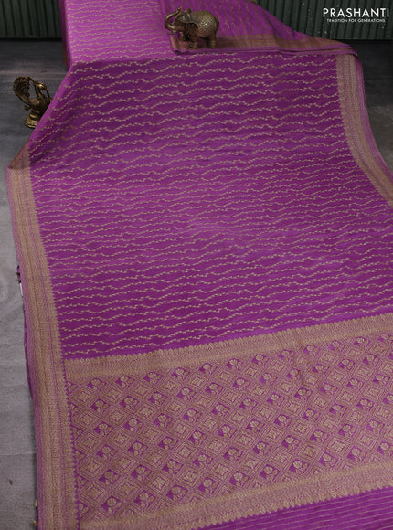 Banarasi Art Georgette Saree mild lavender with allover thread & zari weaves and woven border