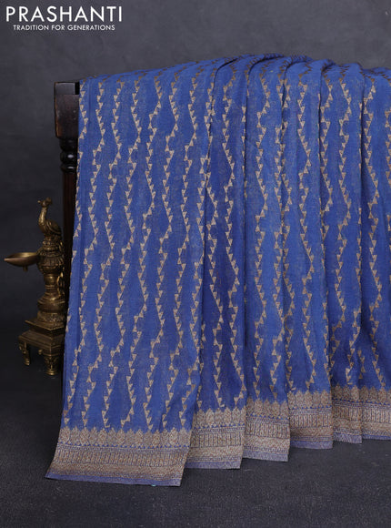 Banarasi Art Georgette Saree blue with allover thread & zari weaves and woven border