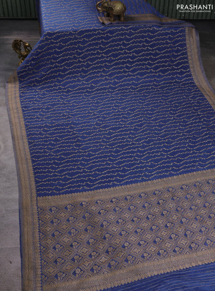Banarasi Art Georgette Saree blue with allover thread & zari weaves and woven border