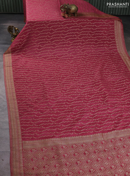 Banarasi Art Georgette Saree dark peach with allover thread & zari weaves and woven border