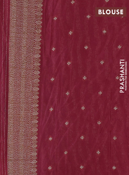 Banarasi Art Georgette Saree dark peach with allover thread & zari weaves and woven border