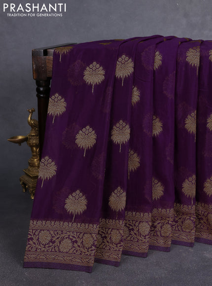 Banarasi Art Georgette Saree violet with woven buttas and woven border