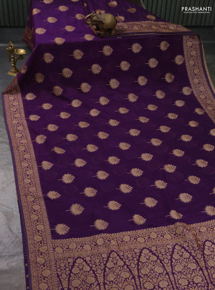 Banarasi Art Georgette Saree violet with woven buttas and woven border
