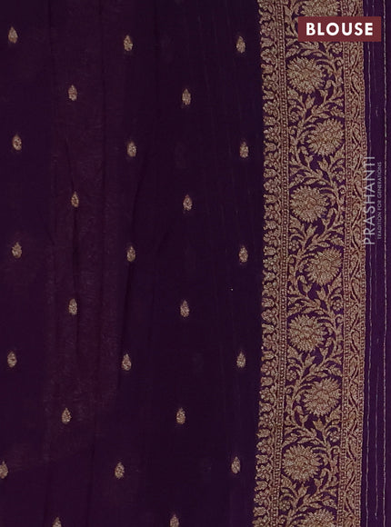 Banarasi Art Georgette Saree violet with woven buttas and woven border