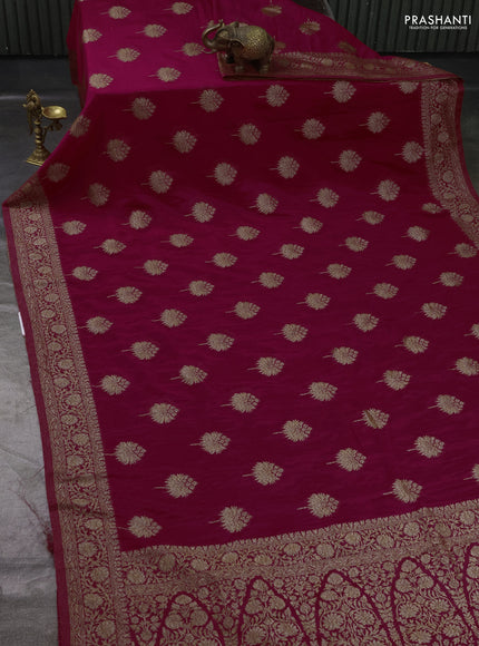 Banarasi Art Georgette Saree pink with woven buttas and woven border