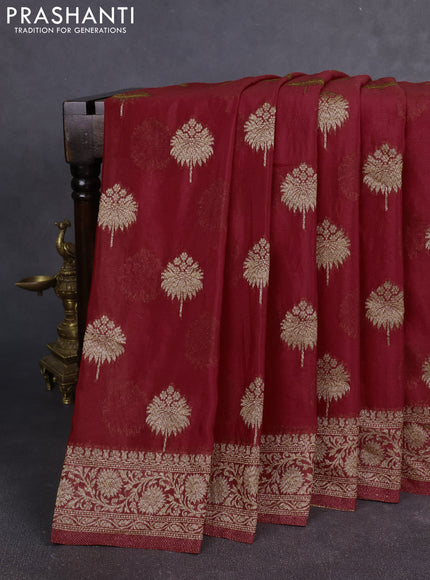 Banarasi Art Georgette Saree red with woven buttas and woven border