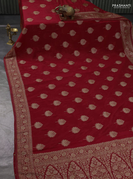 Banarasi Art Georgette Saree red with woven buttas and woven border