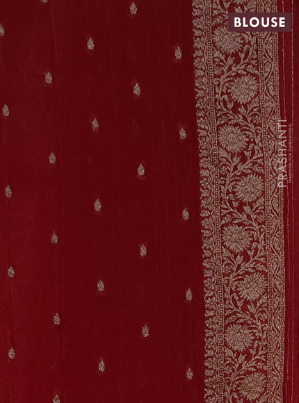 Banarasi Art Georgette Saree red with woven buttas and woven border