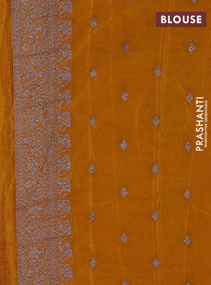 Banarasi Art Georgette Saree purple and orange with allover thread & zari weaves and woven border
