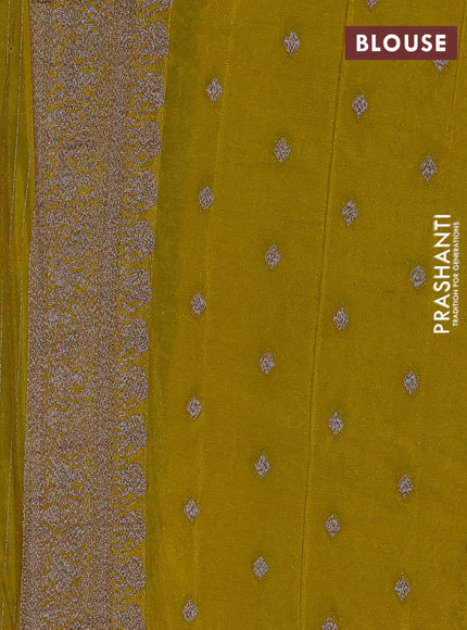 Banarasi Art Georgette Saree bottle green and mustard yellow with allover thread & zari weaves and woven border