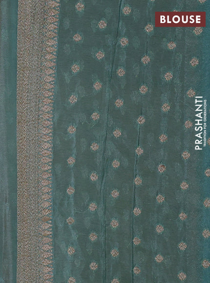 Banarasi Art Georgette Saree mango yellow and pastel green with woven buttas and woven border