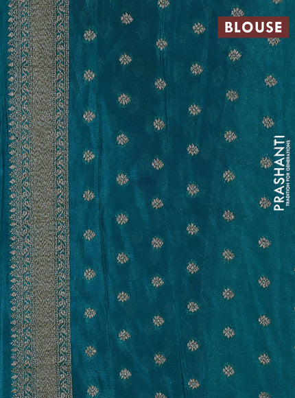 Banarasi Art Georgette Saree deep purple and teal green with woven buttas and woven border